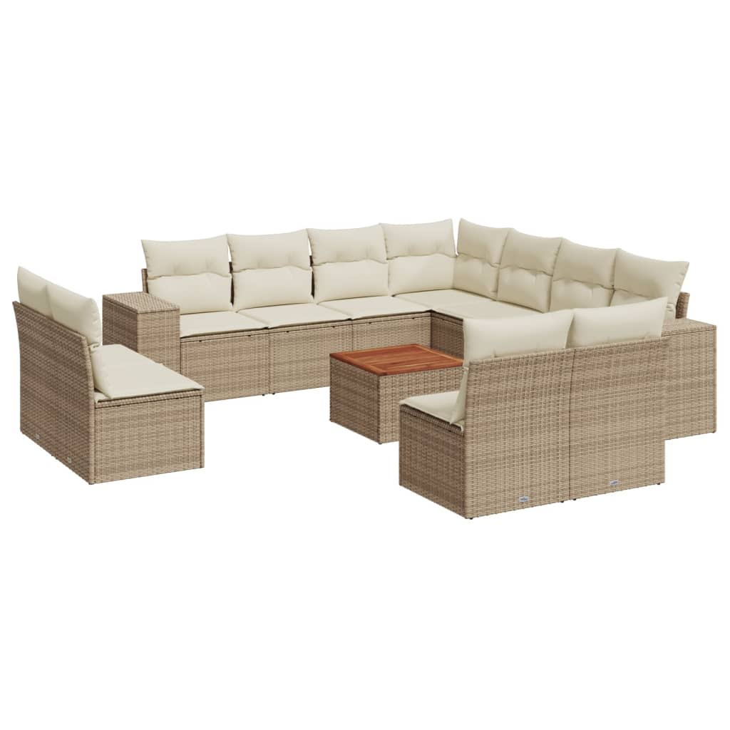 vidaXL 12-delige Loungeset met kussens poly rattan zwart