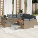 vidaXL 12-delige Loungeset met kussens poly rattan zwart