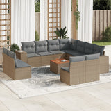 vidaXL 12-delige Loungeset met kussens poly rattan zwart