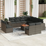 vidaXL 12-delige Loungeset met kussens poly rattan zwart