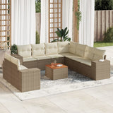 vidaXL 10-Piece Lounge Set with Cushions Poly Rattan Black