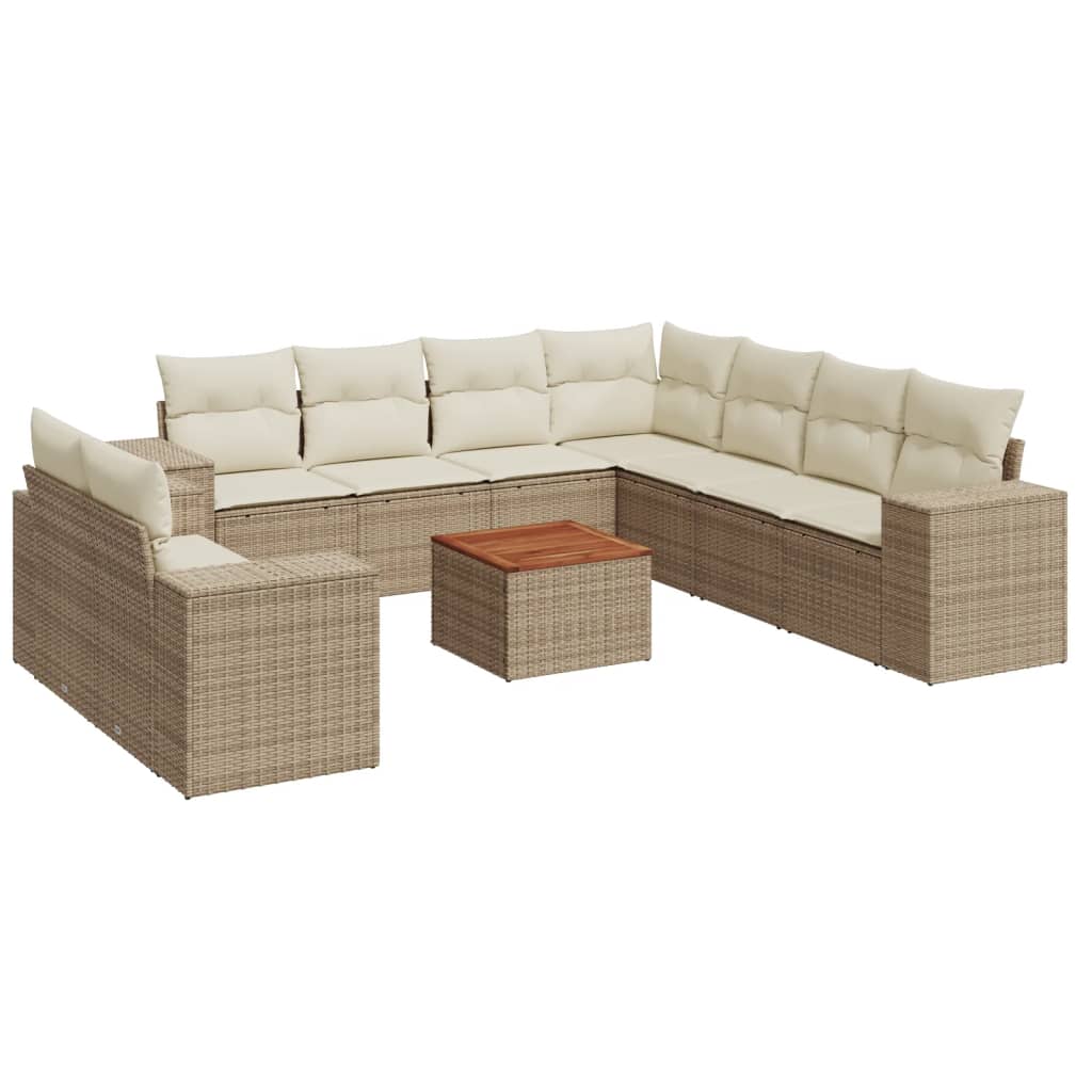 vidaXL 10-Piece Lounge Set with Cushions Poly Rattan Black