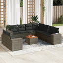vidaXL 10-Piece Lounge Set with Cushions Poly Rattan Black
