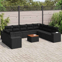 vidaXL 11-Piece Lounge Set with Cushions Poly Rattan Black