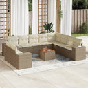 vidaXL 11-Piece Lounge Set with Cushions Poly Rattan Black