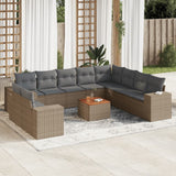 vidaXL 11-Piece Lounge Set with Cushions Poly Rattan Black