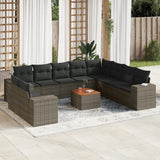 vidaXL 11-Piece Lounge Set with Cushions Poly Rattan Black