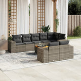 vidaXL 9-delige Loungeset met kussens poly rattan zwart
