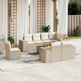 vidaXL 9-delige Loungeset met kussens poly rattan zwart