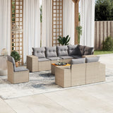 vidaXL 9-delige Loungeset met kussens poly rattan zwart
