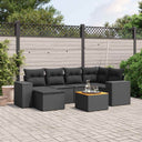 vidaXL 7-Piece Lounge Set with Cushions Poly Rattan Black