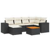 vidaXL 7-Piece Lounge Set with Cushions Poly Rattan Black