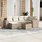 vidaXL 7-Piece Lounge Set with Cushions Poly Rattan Black