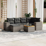 vidaXL 7-Piece Lounge Set with Cushions Poly Rattan Black