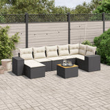 vidaXL 8-piece Lounge Set with Cushions Poly Rattan Black