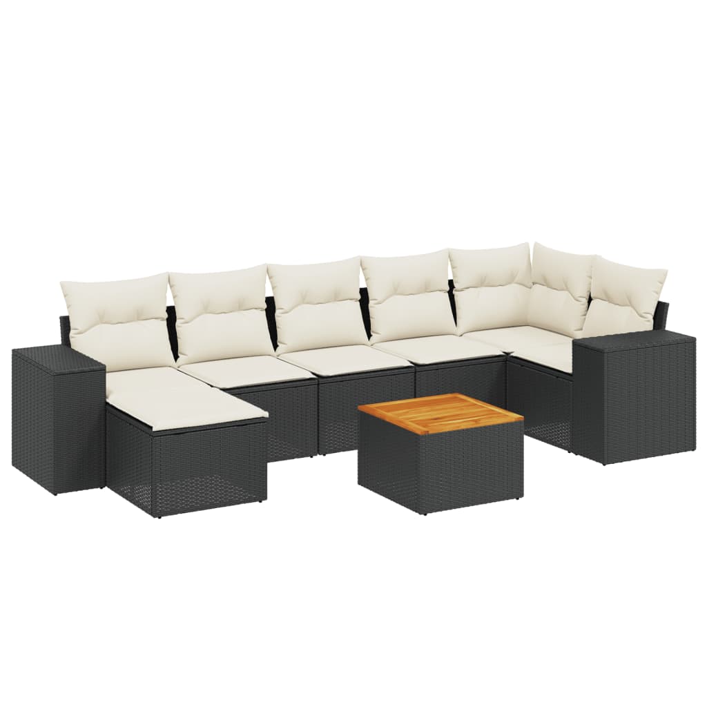 vidaXL 8-piece Lounge Set with Cushions Poly Rattan Black