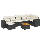 vidaXL 8-piece Lounge Set with Cushions Poly Rattan Black