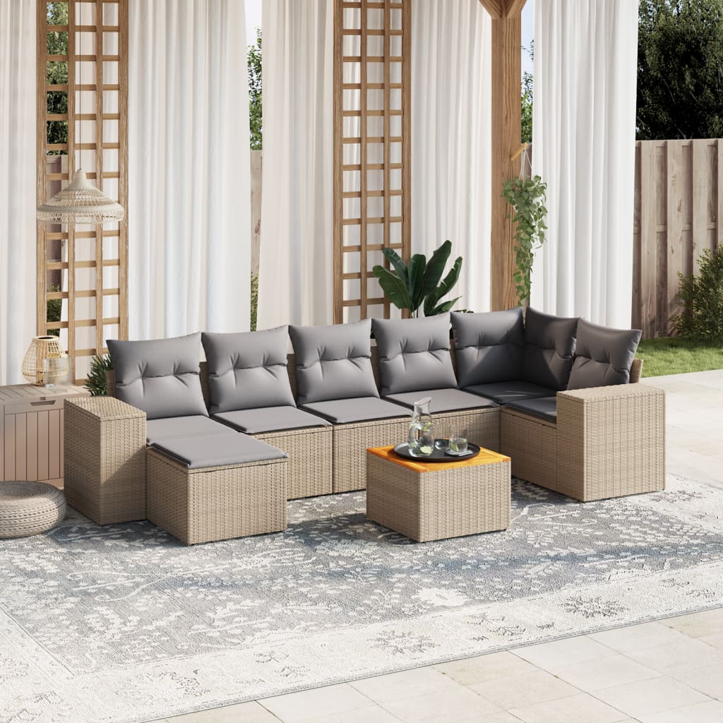 vidaXL 8-piece Lounge Set with Cushions Poly Rattan Black