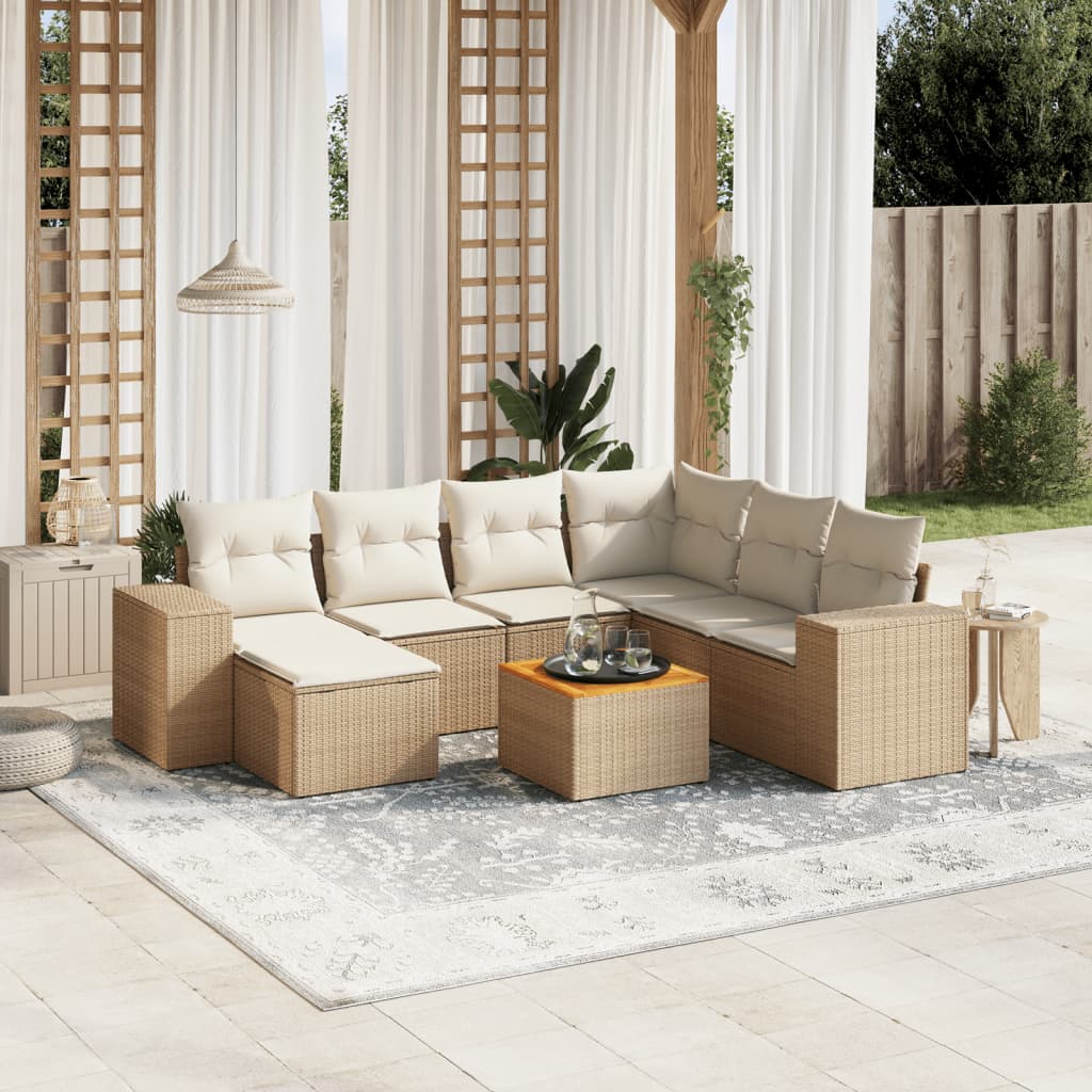 vidaXL 8-piece Lounge Set with Cushions Poly Rattan Black