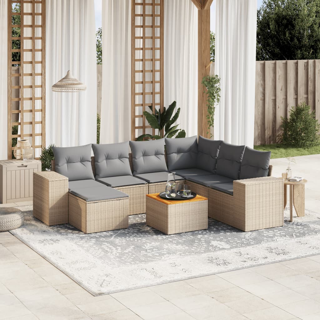 vidaXL 8-piece Lounge Set with Cushions Poly Rattan Black