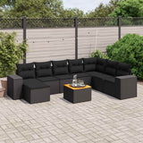 vidaXL 9-piece Lounge Set with Cushions Poly Rattan Black