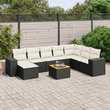 vidaXL 9-piece Lounge Set with Cushions Poly Rattan Black