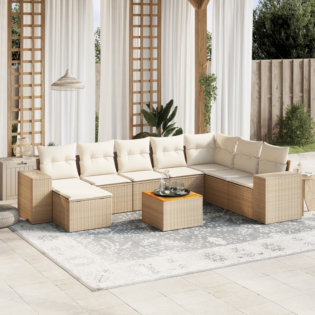 vidaXL 9-piece Lounge Set with Cushions Poly Rattan Black