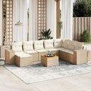 vidaXL 9-piece Lounge Set with Cushions Poly Rattan Black