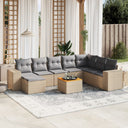 vidaXL 9-piece Lounge Set with Cushions Poly Rattan Black