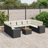 vidaXL 10-Piece Lounge Set with Cushions Poly Rattan Black