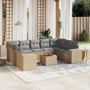 vidaXL 10-Piece Lounge Set with Cushions Poly Rattan Black