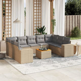 vidaXL 10-Piece Lounge Set with Cushions Poly Rattan Black