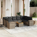 vidaXL 10-Piece Lounge Set with Cushions Poly Rattan Black