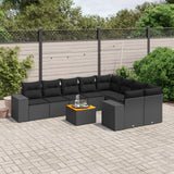 vidaXL 10-Piece Lounge Set with Cushions Poly Rattan Black