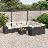 vidaXL 10-Piece Lounge Set with Cushions Poly Rattan Black