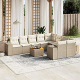vidaXL 10-Piece Lounge Set with Cushions Poly Rattan Black