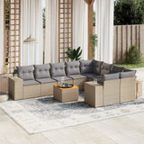 vidaXL 10-Piece Lounge Set with Cushions Poly Rattan Black