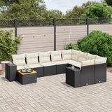 vidaXL 10-Piece Lounge Set with Cushions Poly Rattan Black