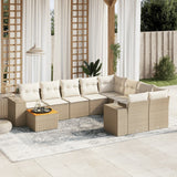 vidaXL 10-Piece Lounge Set with Cushions Poly Rattan Black