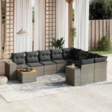 vidaXL 10-Piece Lounge Set with Cushions Poly Rattan Black