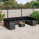 vidaXL 11-delige Loungeset met kussens poly rattan zwart