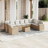 vidaXL 11-delige Loungeset met kussens poly rattan zwart