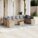 vidaXL 11-delige Loungeset met kussens poly rattan zwart