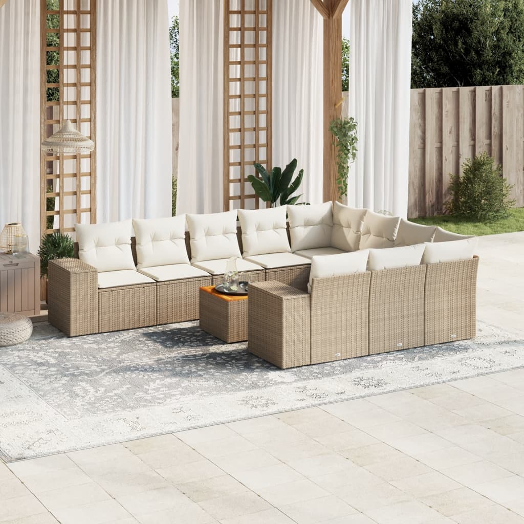 vidaXL 11-delige Loungeset met kussens poly rattan zwart
