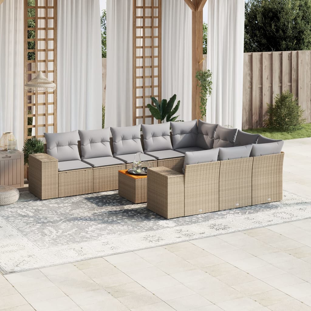 vidaXL 11-delige Loungeset met kussens poly rattan zwart