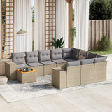 vidaXL 11-delige Loungeset met kussens poly rattan zwart
