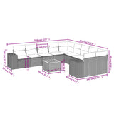 vidaXL 11-delige Loungeset met kussens poly rattan zwart