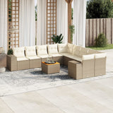 vidaXL 11-delige Loungeset met kussens poly rattan zwart