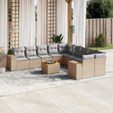 vidaXL 11-delige Loungeset met kussens poly rattan zwart