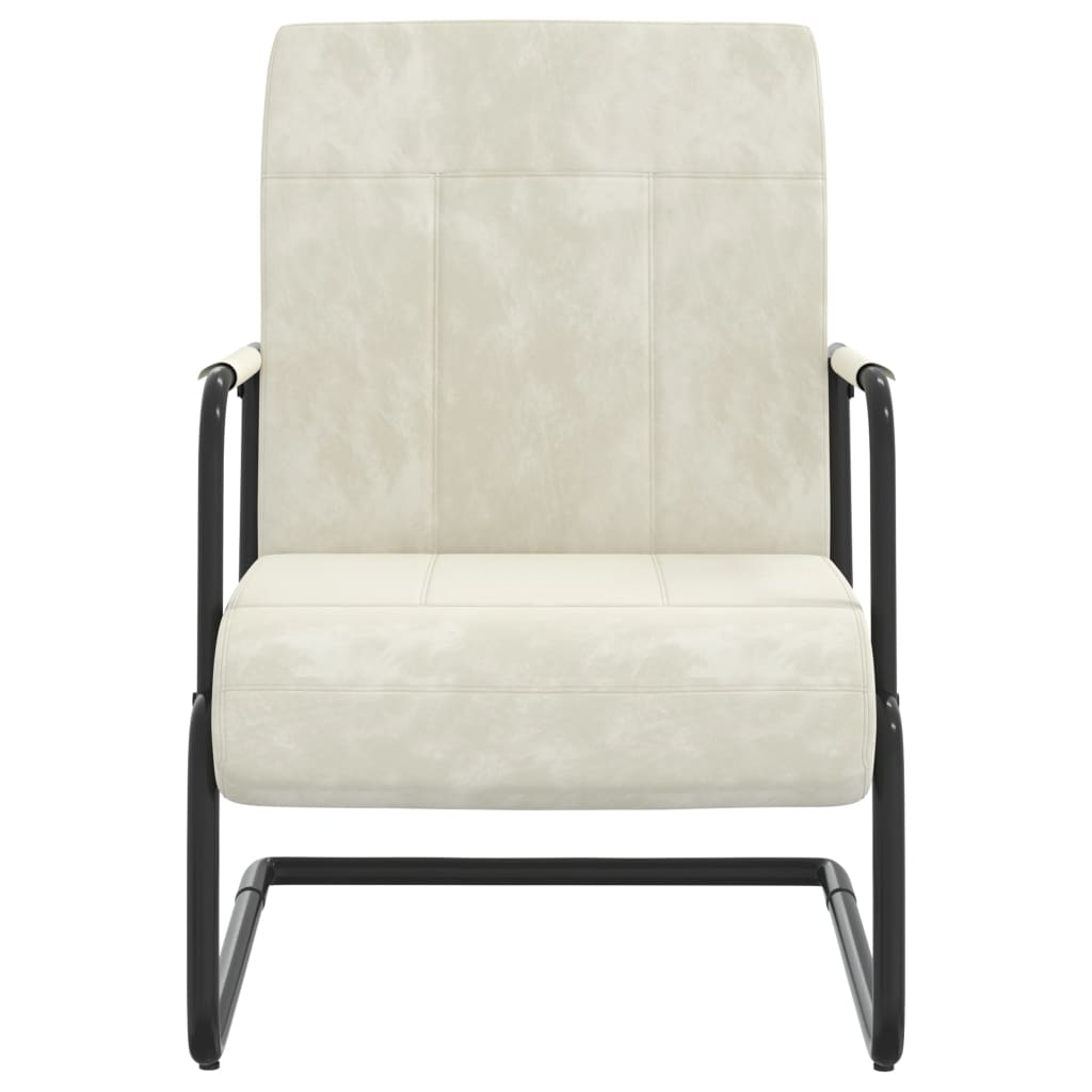 vidaXL Chair velvet cream white